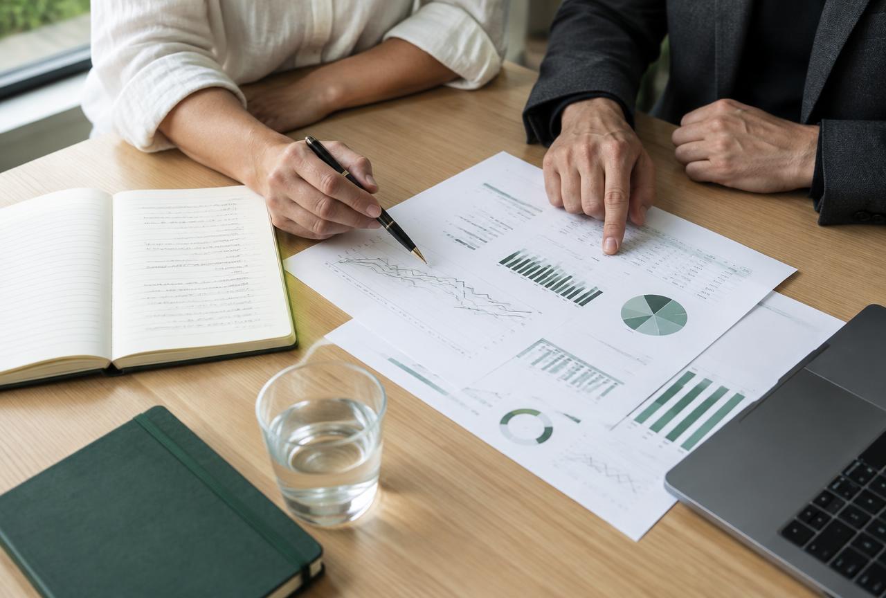 Análisis de indicadores y planificación del negocio sobre una mesa